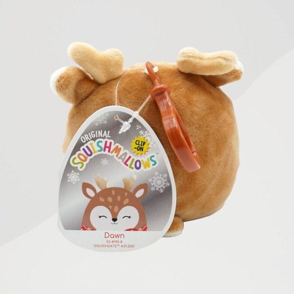 NWT Dawn the Reindeer Fawn Squishmallow Christmas 4" Red Scarf KellyToy‎ - Picture 3 of 6